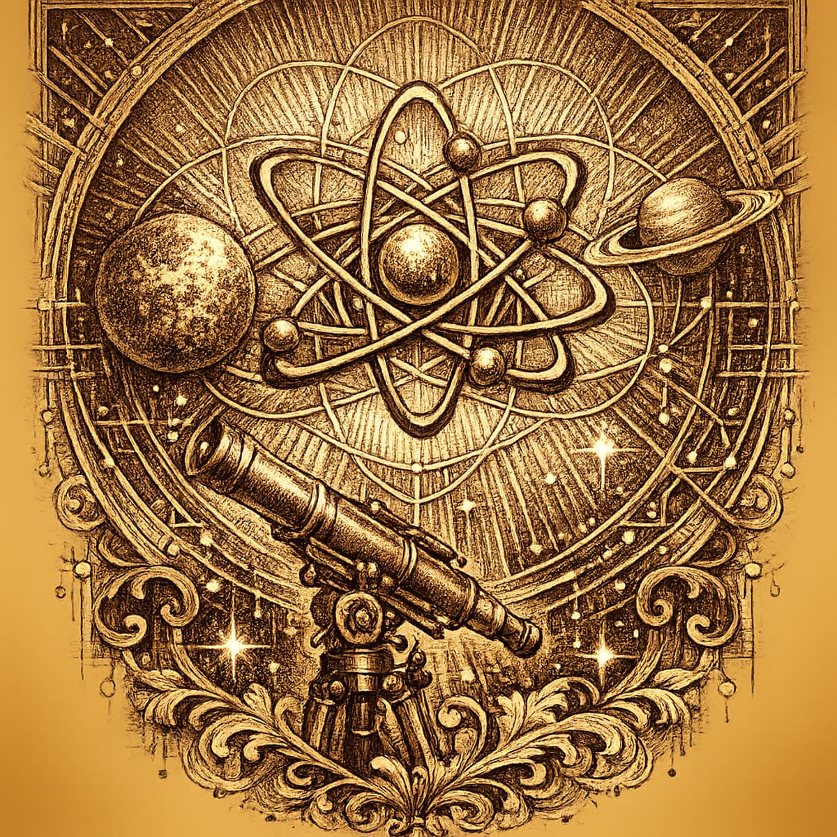 Engraved emblem of the scientists