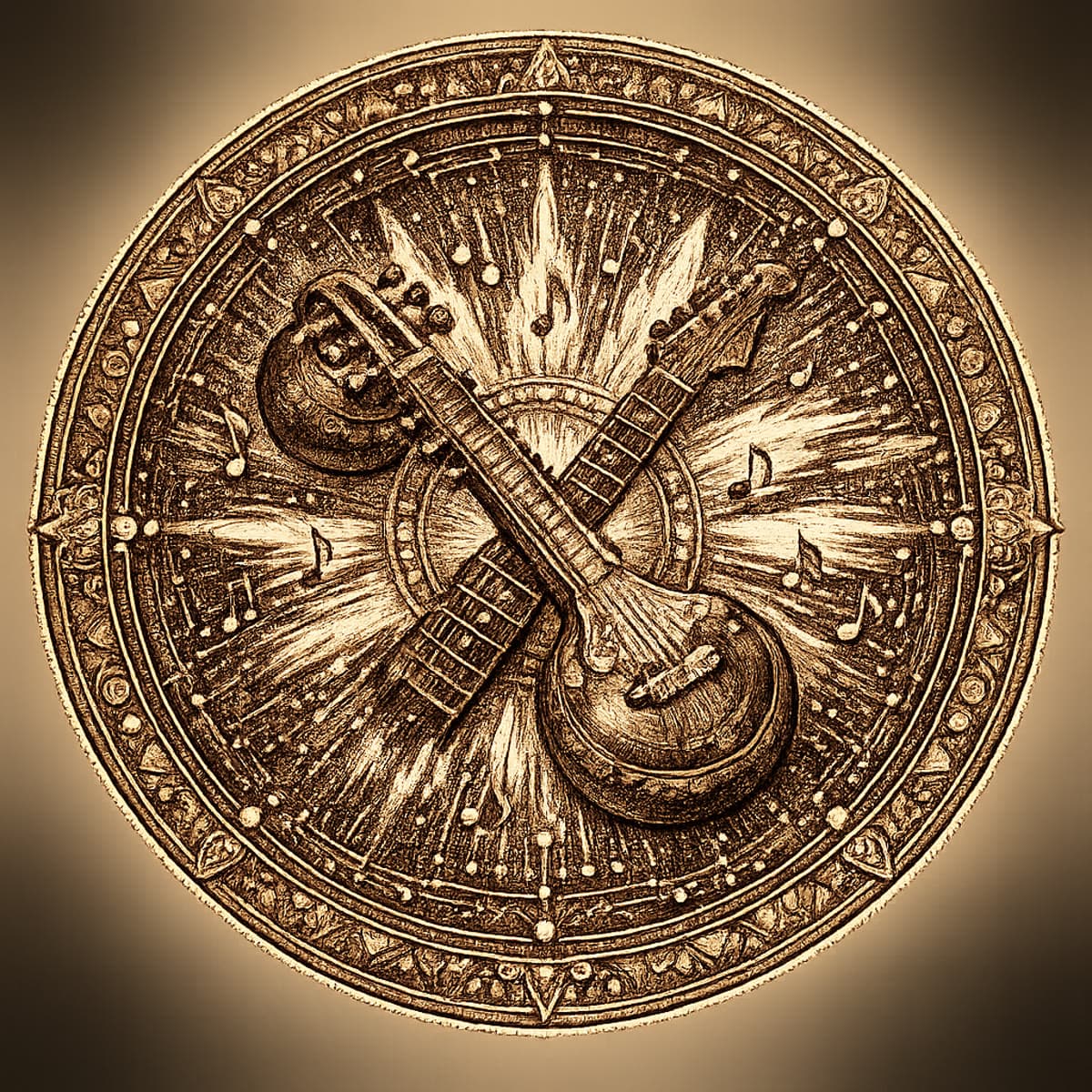 Engraved medallion of art