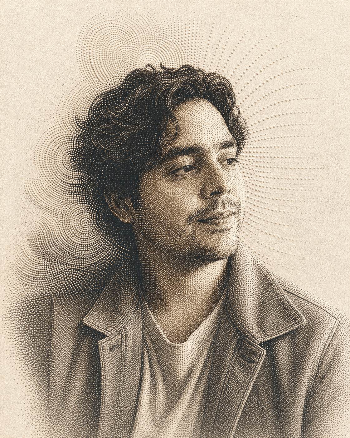 Halftone stipple portrait of Ashutosh